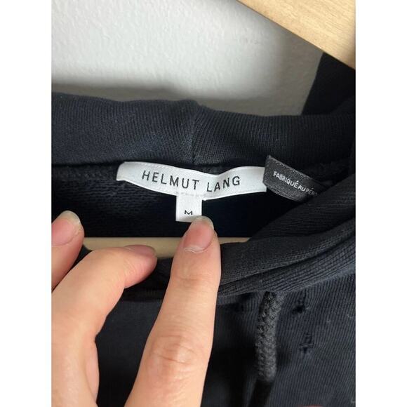 Helmut Lang Distressed Black Hoodie Long Sleeve Minimalist 100% Cotton Size Med - Picture 3 of 7